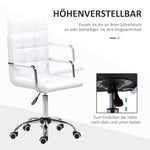 Office Chair, Height-Adjustable Ergonomic Swivel Executive, PU White