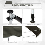 Freestanding Awning, 300 x 150cm, Hand Crank, Windproof, Aluminum, Gray