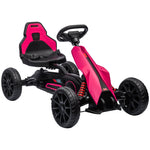 Go-Kart Children's Pedal Car with Adjustable Seat and Handbrake, Pink