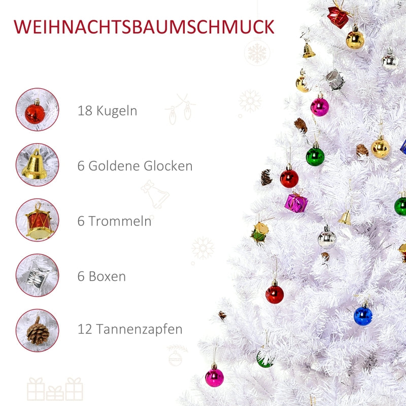 Christmas Tree, Artificial Fir, 150cm with Stand & Decoration, White