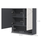 kleankin Mirror Cabinet, Adjustable Shelf, Anti-Fog, Gray
