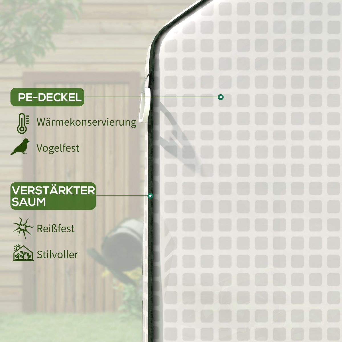 Greenhouse Replacement PE Film Cover, UV Protection Roll-Up Door Side Window, 140x73x190cm, White