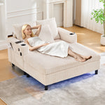 Chaise Longue Recliner with Cupholders, USB, LED Lighting, Soft