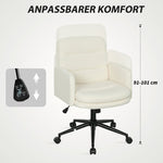 Mobile Office Chair, Armrest, 5 Wheels, Swivel, Fabric, Cream White