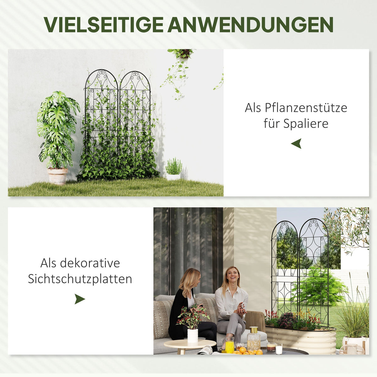 Metal Trellis 2-Piece Set, Rustproof 50x150cm Climbing Aid, Black