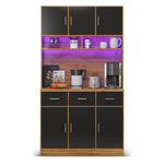 Multifunctional Buffet, 100x40x180cm with LED & App Control, Natural-colored/Black PB, MDF
