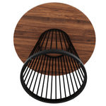 Round Dining Table 80x80cm 4-Person Walnut MDF/Black Metal Legs