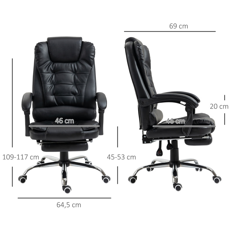 Office Chair, Footrest Desk Chair, Adjustable Backrest, Height Adjustable, Black
