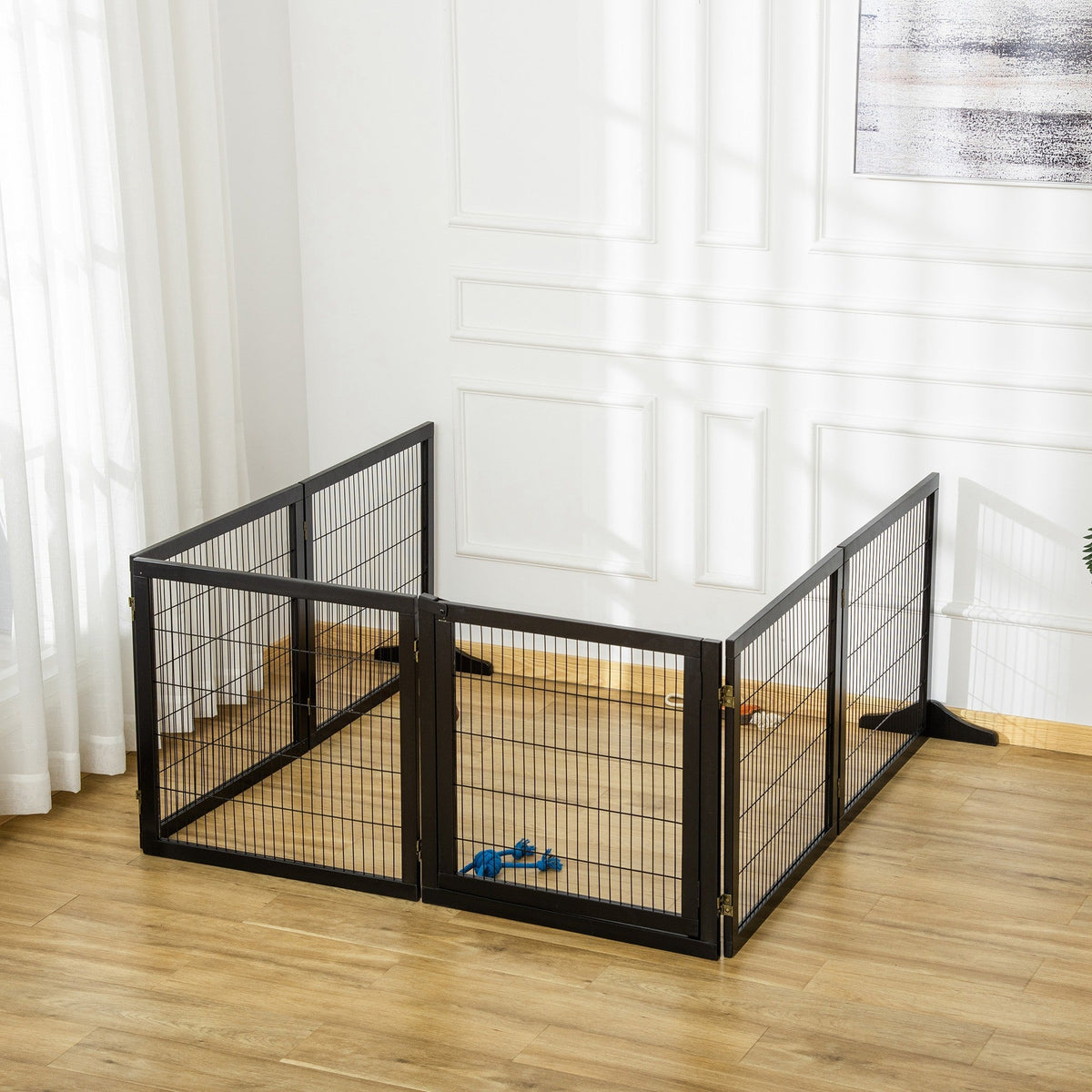 Dog Gate, Bidirectional Folding, Pinewood