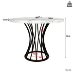 Round Dining Table 80x80cm Marbled Top 4-6 Seater - Black Legs
