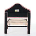 Upholstered Platform Bed Frame with Headboard, 90x200cm, Pink Velvet
