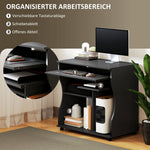 Computer Desk with Wheels, Keyboard Tray, Storage, Black