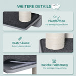 Wall-Mounted Cat Scratching Post with Climbing Wall, Wood in Light Grey Beige