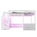 Wooden Loft Bed 90x200cm with Wardrobe & Storage Stairs, White