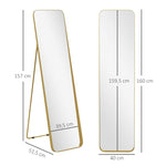 Full Length Mirror, 160 x 40 cm, Standing, Metal Frame, Gold