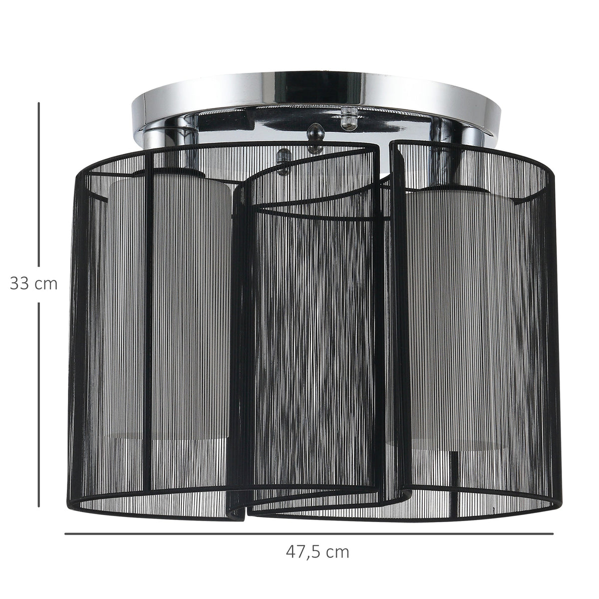 Ceiling Lamp Vintage 2-Light E27 Socket Black