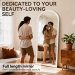 Curved Full-Length Mirror 160x50 cm Stand White Wood Frame