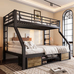 Children's Bunk Bed with Storage & Ladder 90x200/140x200 cm, Black