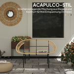 2-seater Garden Bench, Weatherproof Rattan Weave, Polyrattan Khaki