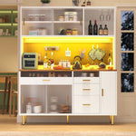 Tall Cabinet with LED Lighting and Pegboard Shelves, White
