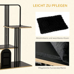 Cat Tree with Cushion, Scratching Board, 2 Platforms, Steel Black