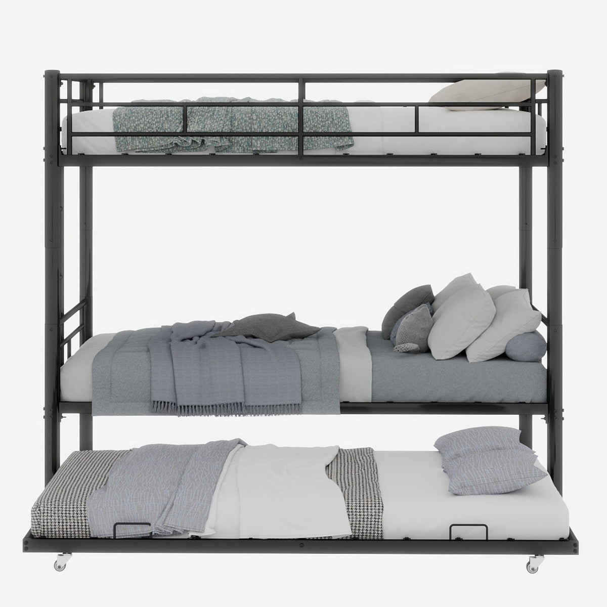 Meta Twin over Twin Bunk Bed, Heavy-Duty Stable Low Noise Safety Railing, Metal