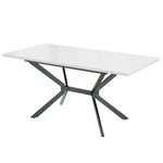 Extendable Dining Table, Rectangular Seating for 4-6 People, White and Black Metal