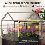 Raised Garden Bed with Cover, Elevated Herb Planter & Drainage Holes, Metal Black