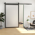 Sliding Door Hardware Set 244cm Rails Rollers Anti-Jump Devices Carbon Steel Black