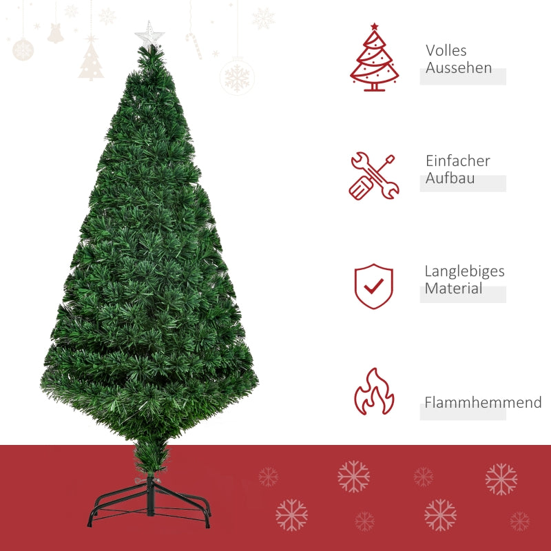 Artificial Christmas Tree 150cm, LED Lights & 180 Tips, Green