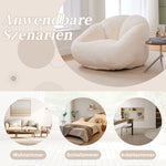 Soft Plush Beanbag Sofa with Non-Slip Base and Memory Foam, White Artificial Rabbit Fur