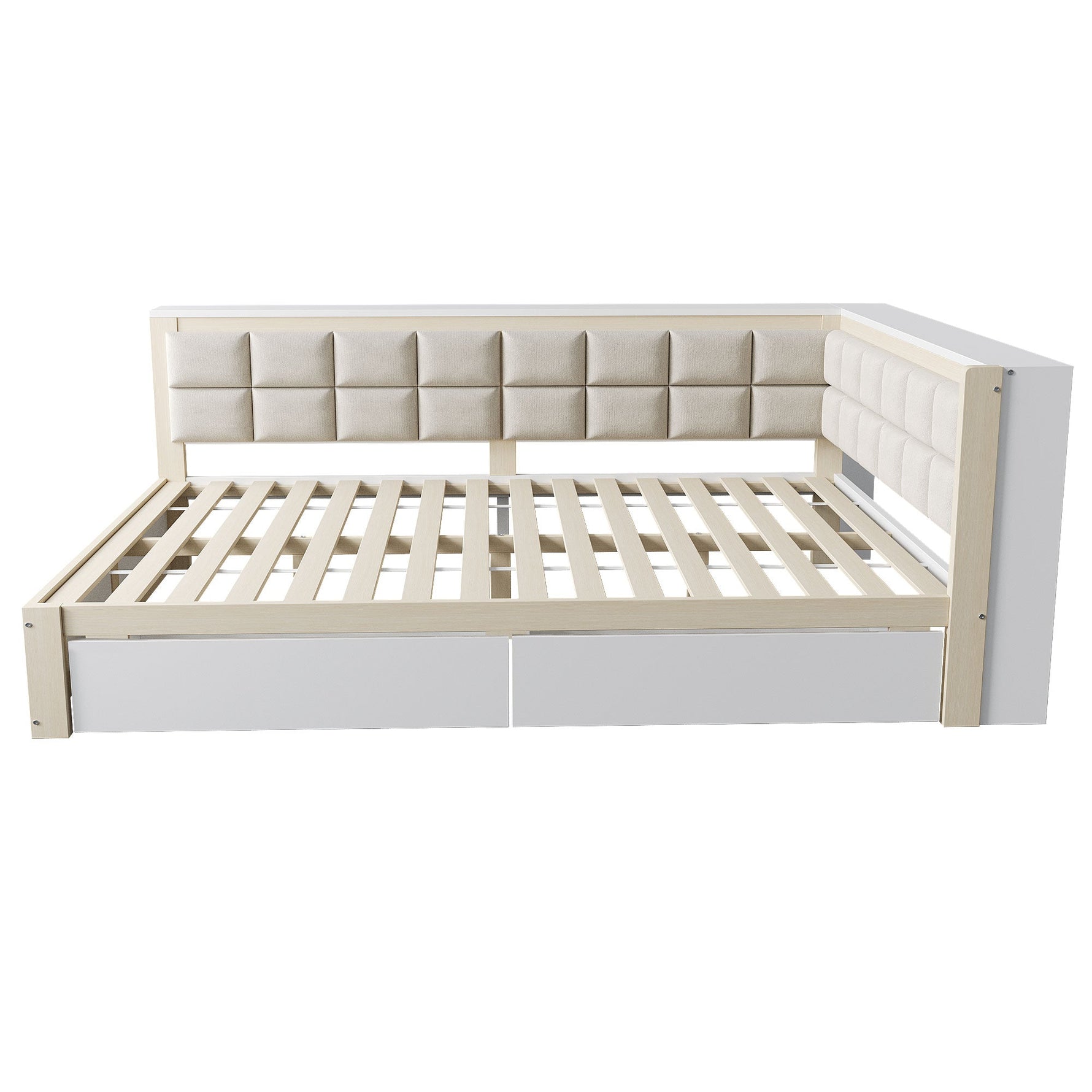Sofa Wooden Bed, 140x200 Multifunctional with Storage Drawer, Pine Wood