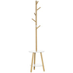Coat Rack, 5 Hooks, Side Table, 171cm, Natural White