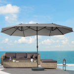 Double Parasol 460x270cm Oval Hand Crank with Stand, Dark Grey