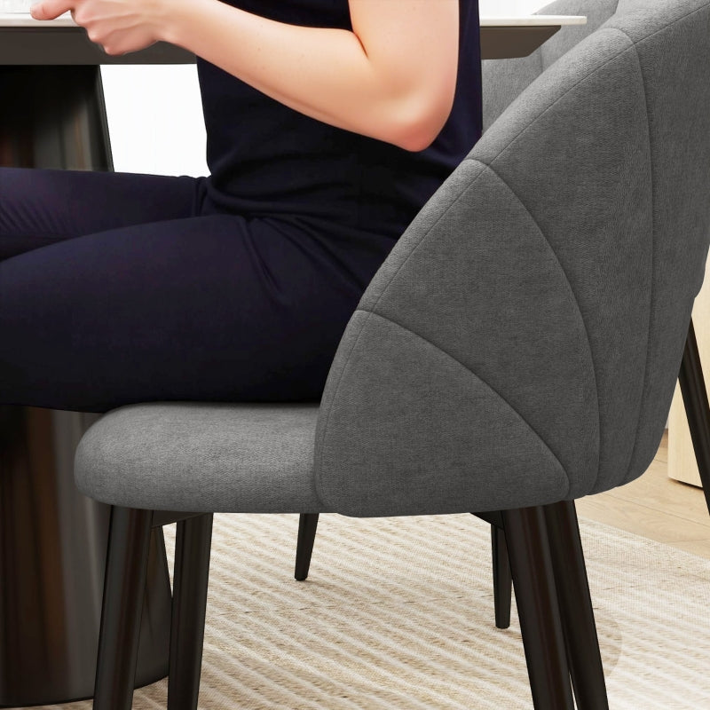 Dining Chairs, Set of 4 Armless Steel Legs, Velvet Look Grey