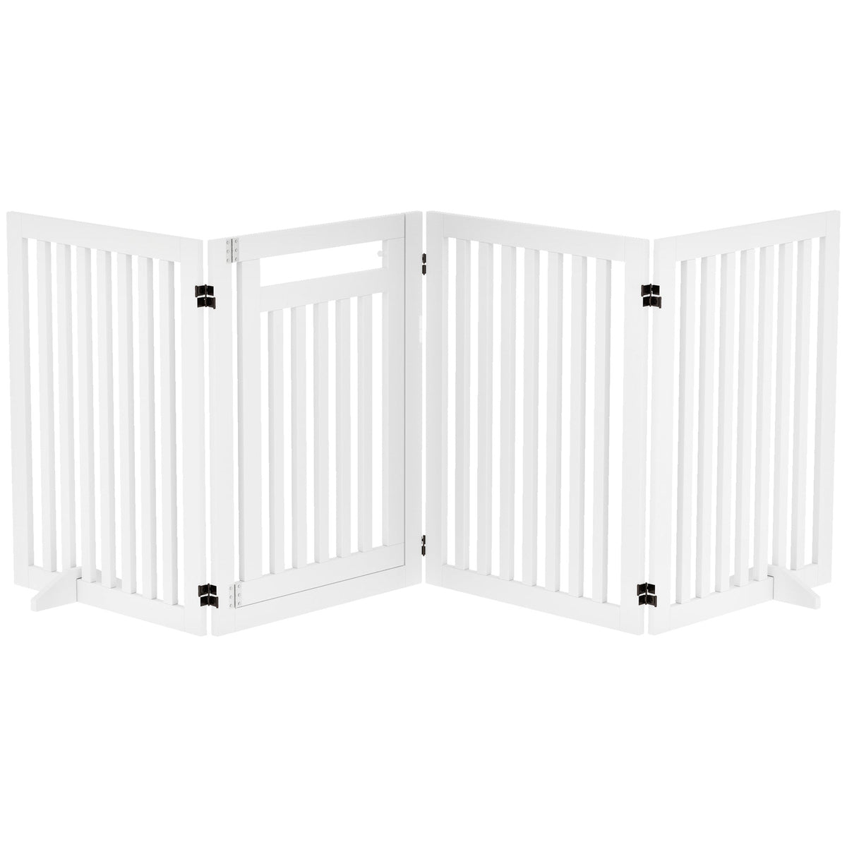 Stair Gate, Foldable Safety Gate, 4-Piece, Freestanding, White