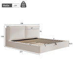 Upholstered Double Bed 180x200cm Hydraulic Storage, Beige Bouclé