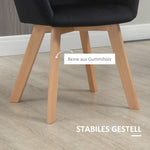 Kitchen Chairs, Set of 2 Ergonomic with Armrests, Polyester Wood, Black