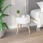 Coffee Table with Drawer, Round Side, 50 kg, White