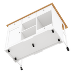 Kitchen Trolley, Mobile Serving Island Drawer Pet Food Area, White