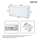 Sideboard 140x35x72.5cm High-Gloss LED 2 Drawers 4 Doors - White