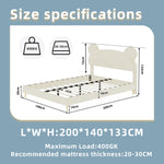 Modern Upholstered Bed 140x200cm with Mattress, Cartoon Design, Beige