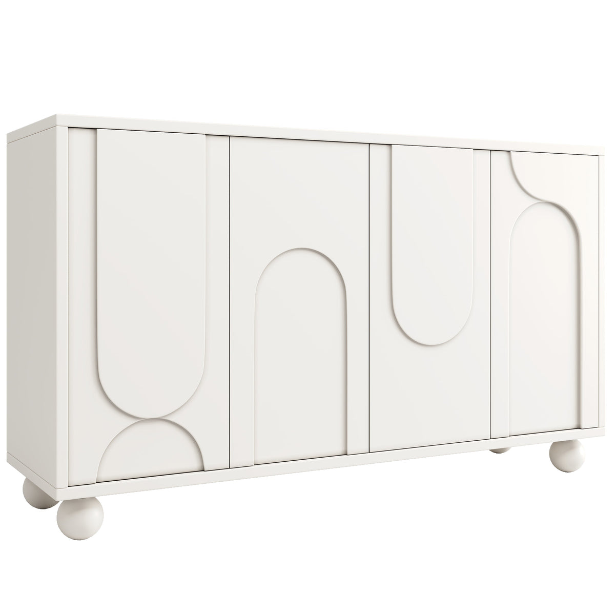 Sideboard Cabinet with Storage and Adjustable Top, White