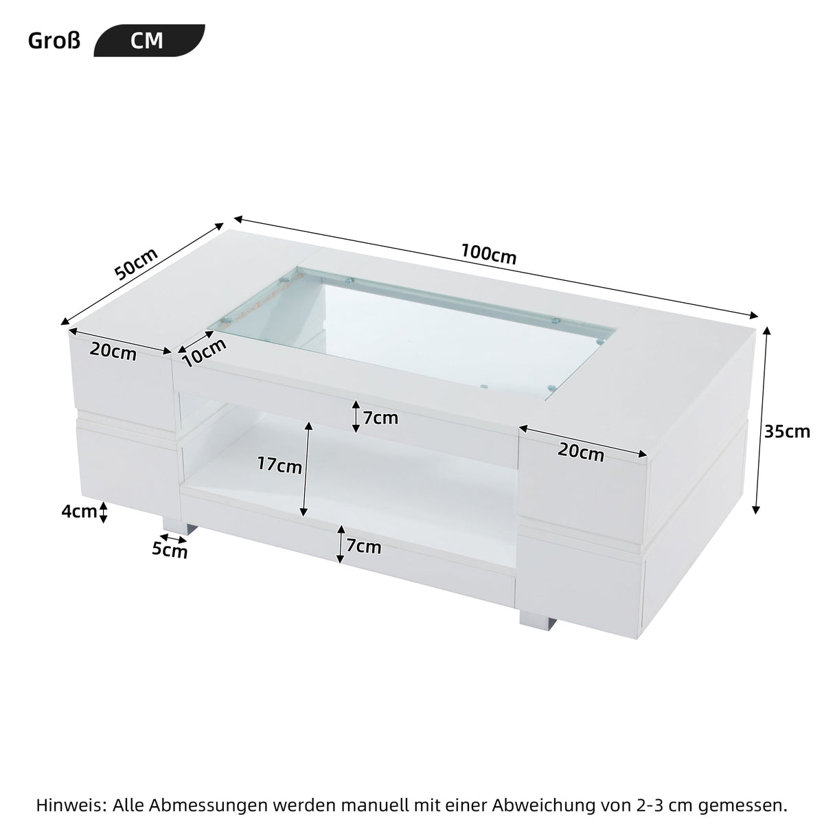LED Coffee Table Bluetooth App Control, White
