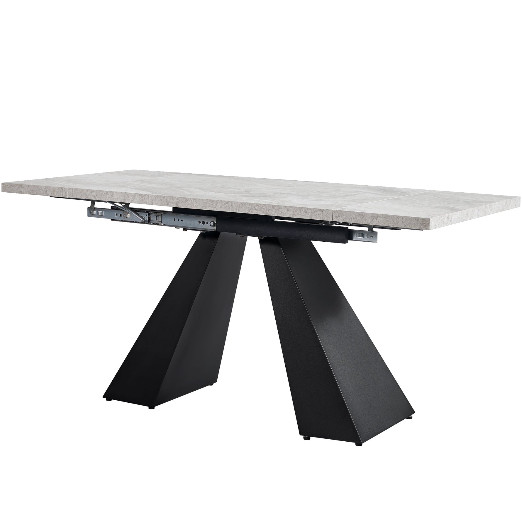 Telescopic Dining Table Extendable 99-159cm Pedestal Legs - Grey