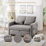 Two-Seater Sofa Bed with Adjustable Backrest and Pull-Out Design, Cotton-Linen Fabric