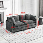 Cloud Sofa Loveseat, Modern Modular Sectional with Upholstered Seat Cushion, Blue Chenille Fabric