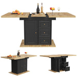 Extendable Dining Table with LED Lighting, 110-140cm, Seats 6, Wood Finish