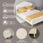 Modern Minimalist Soft Bed with Mattress 140x200cm, Beige