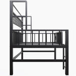 Low Loft Bed with Storage Compartments, 90x200cm, Black Metal
